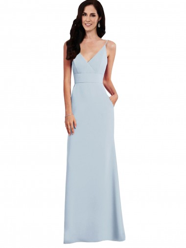 Wholesale Light Sky Blue Trumpet Spaghetti Straps Long Stretch Crepe Prom Dress Canada
