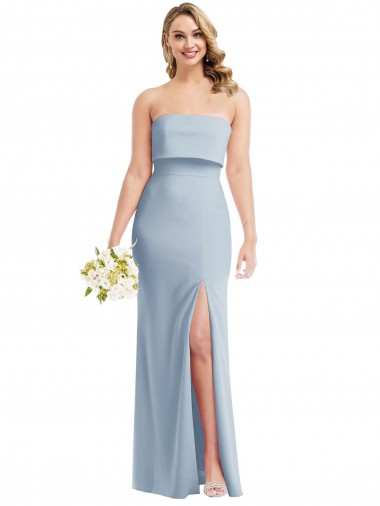 Wholesale Light Sky Blue Trumpet Strapless Long Stretch Crepe Prom Dress Canada