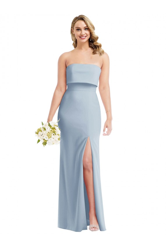 Wholesale Light Sky Blue Trumpet Strapless Long Stretch Crepe Prom Dress Canada