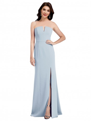 Wholesale Low Back Light Sky Blue Trumpet Strapless Long Prom Dress Canada