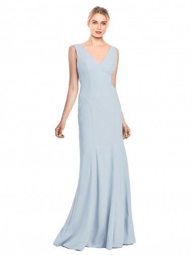 Wholesale Low Back Light Sky Blue Trumpet V-Neck Long Prom Dress Canada