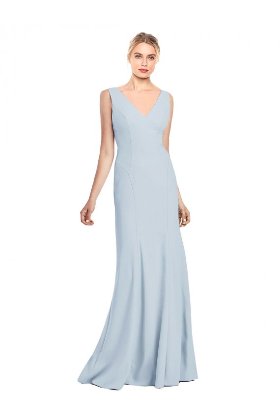 Wholesale Low Back Light Sky Blue Trumpet V-Neck Long Prom Dress Canada