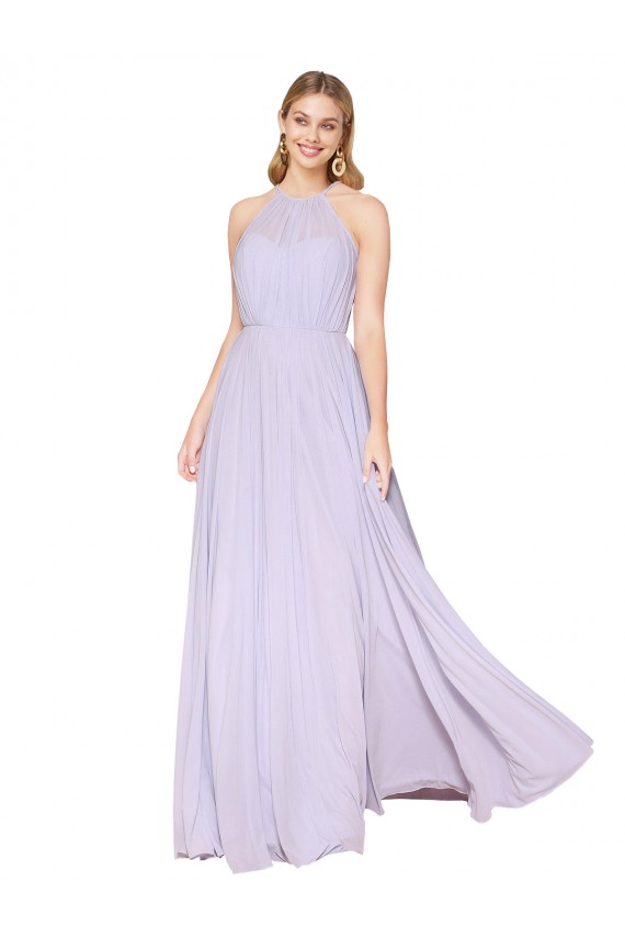 Wholesale Lilac A-Line High Neck Long Prom Dress Canada
