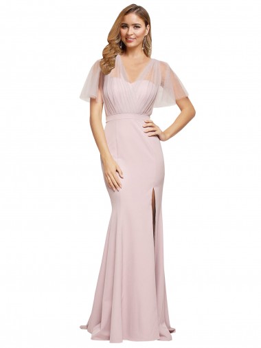 Wholesale V-Back Mauve Sheath Sweetheart Long Prom Dress Canada