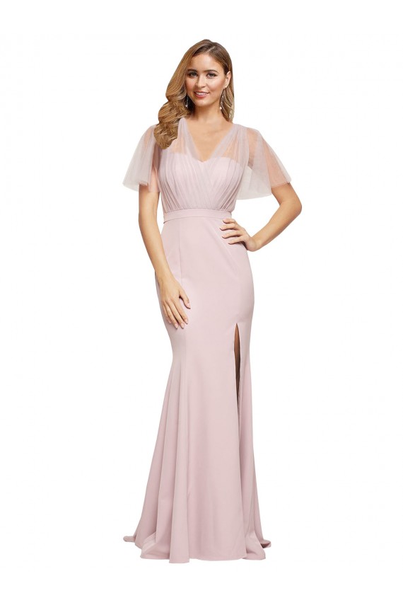 Wholesale V-Back Mauve Sheath Sweetheart Long Prom Dress Canada