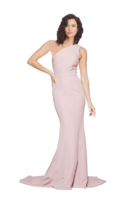 Wholesale Mauve Sheath One Shoulder Sweep Train Prom Dress Canada
