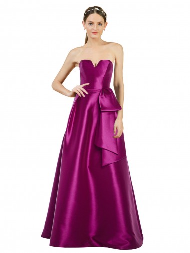 Wholesale Merlot A-Line V-Neck Long Prom Dress Canada