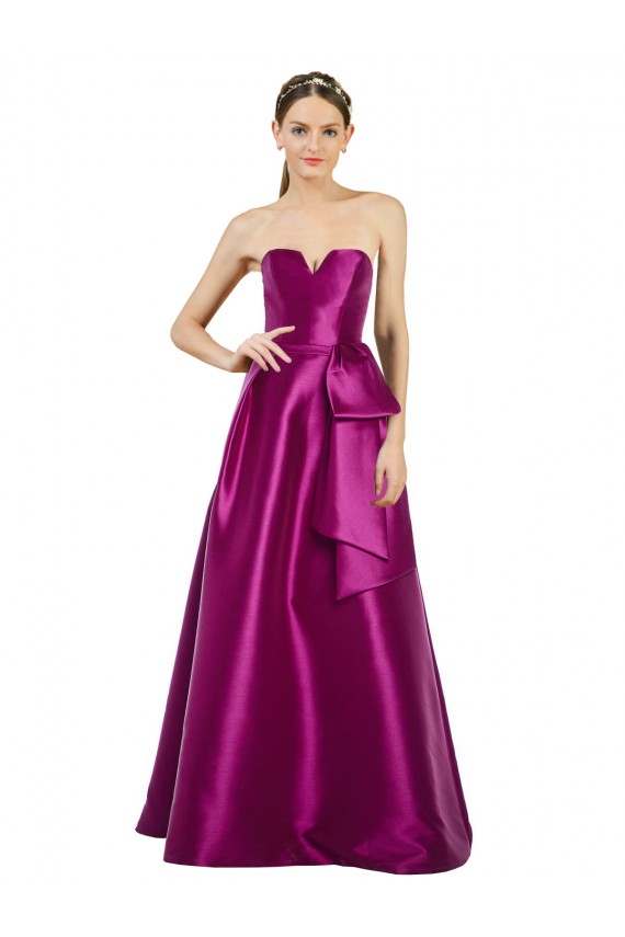 Wholesale Merlot A-Line V-Neck Long Prom Dress Canada