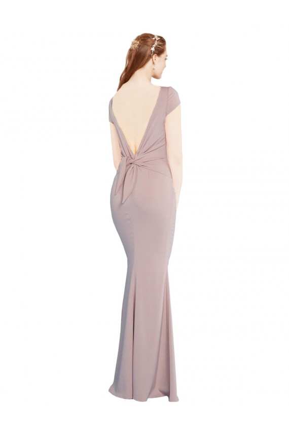Wholesale Tie Back Dusty Pink Mermaid Boat Neck Long Prom Dress Canada