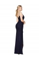 Wholesale V-Back Dark Navy Mermaid High Neck Long Prom Dress Canada