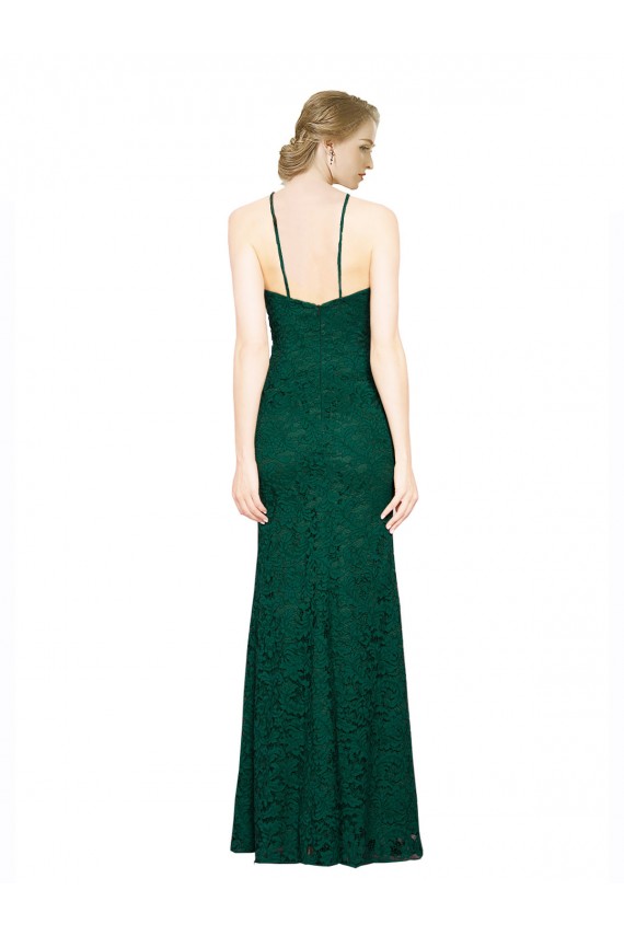 Wholesale Low Back Dark Green Mermaid High Neck Long Prom Dress Canada