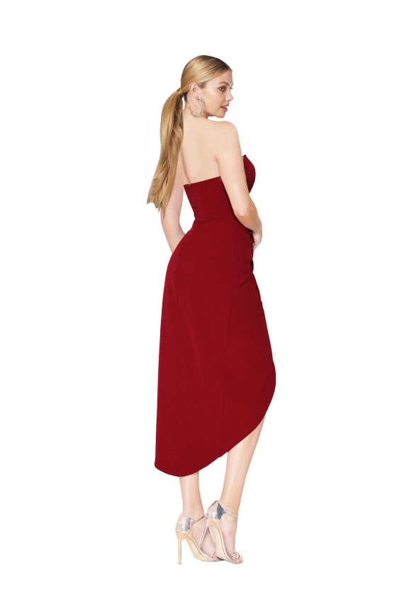 Wholesale Burgundy Mermaid High Neck Knee Length High Low Prom Dress Canada