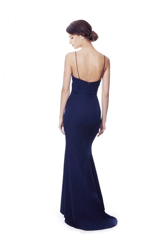 Wholesale Open Back Navy Blue Mermaid High Neck Long Prom Dress Canada