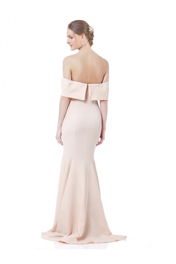 Wholesale Nude Mermaid Off the Shoulder Long Stretch Crepe Prom Dress Canada