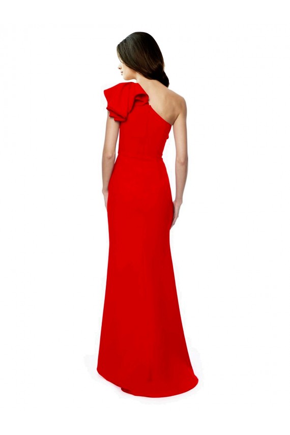 Wholesale Red Mermaid One Shoulder Long Stretch Crepe Prom Dress Canada