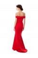 Wholesale Red Mermaid Off the Shoulder Long Stretch Crepe Prom Dress Canada