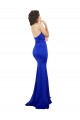 Wholesale Low Back Royal Blue Mermaid High Neck Long Prom Dress Canada
