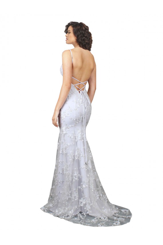 Wholesale Open Back White Mermaid High Neck Long Prom Dress Canada