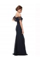 Wholesale Dark Navy Mermaid Off the Shoulder Flutter Sleeves Long Prom Dress Canada