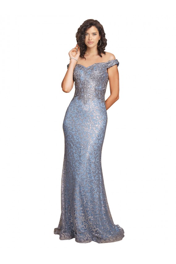 Wholesale Mermaid Off the Shoulder Long Sequin Prom Dress Canada