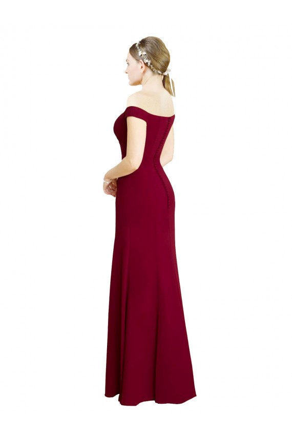 Wholesale Burgundy Mermaid Off the Shoulder Long Black Tie Prom Dress Canada