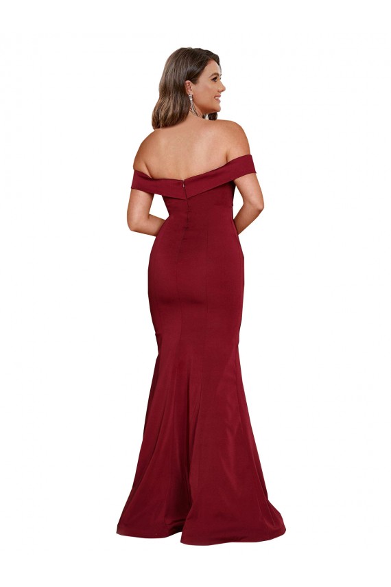 Wholesale Burgundy Mermaid Off the Shoulder Long Plus Size Formal Prom Dress Canada