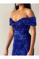 Wholesale Royal Blue Mermaid Off the Shoulder Sweep Train Prom Dress Canada