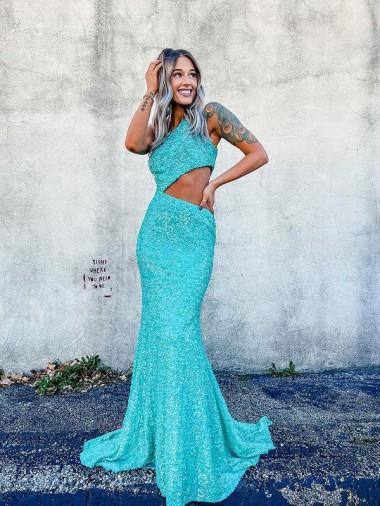 Wholesale Mermaid One Shoulder Sweep Train Prom Dress Canada