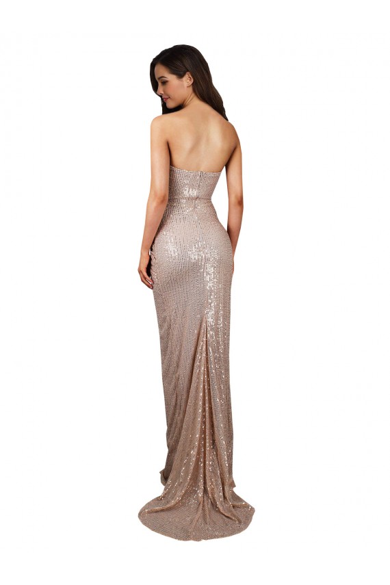 Wholesale Low Back Champagne Mermaid Scoop Neck Long Prom Dress Canada