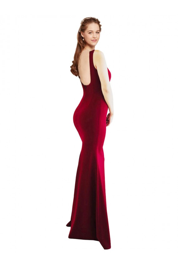 Wholesale Burgundy Mermaid Square Neck Long Prom Dress Canada
