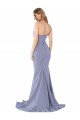 Wholesale Low Back Smoke Blue Mermaid Strapless Long Prom Dress Canada
