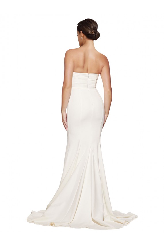 Wholesale Low Back Ivory Mermaid Strapless Sweep Train Prom Dress Canada