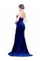 Wholesale Low Back Royal Blue Mermaid Strapless Sweep Train Prom Dress Canada