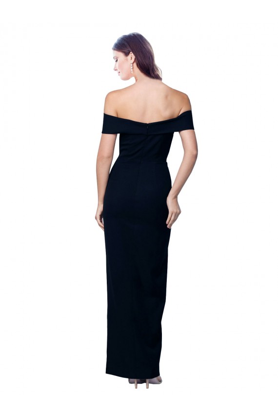 Wholesale Black Mermaid Off the Shoulder Long Stretch Crepe Prom Dress Canada