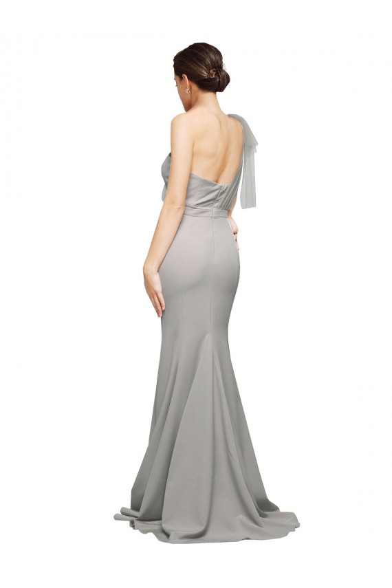 Wholesale Low Back Oyster Silver Mermaid Sweetheart Sweep Train Prom Dress Canada