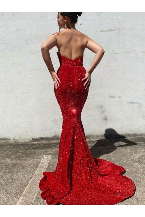 Wholesale Burgundy Mermaid Sweetheart Court Train Prom Dress Canada