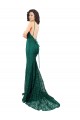 Wholesale Open Back Dark Green Mermaid V-Neck Long Black Tie Prom Dress Canada
