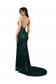 Wholesale Low Back Dark Green Mermaid V-Neck Long Prom Dress Canada