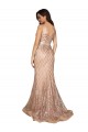 Wholesale V-Back Rose Gold Mermaid V-Neck Long Plus Size Formal Prom Dress Canada