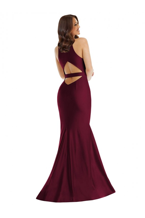 Wholesale Open Back Burgundy Mermaid V-Neck Long Plus Size Formal Prom Dress Canada