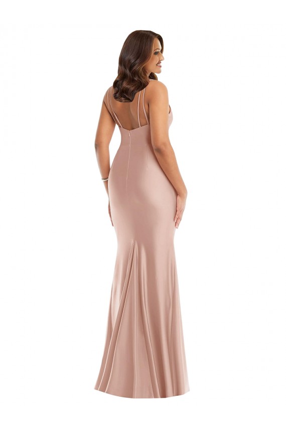 Wholesale Dusty Pink Mermaid V-Neck Long Plus Size Formal Prom Dress Canada