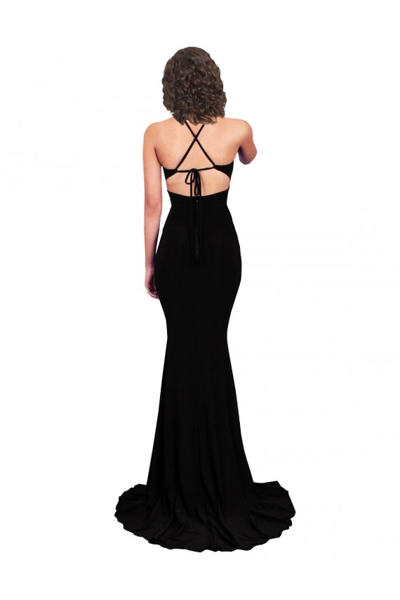 Wholesale Black Mermaid V-Neck Long Spandex Prom Dress Canada
