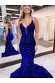 Wholesale Royal Blue Mermaid V-Neck Court Train Prom Dress Canada