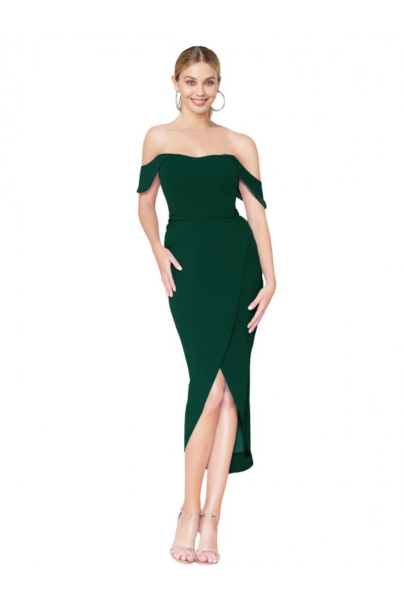 Wholesale Midnight Green Mermaid High Neck Knee Length High Low Prom Dress Canada