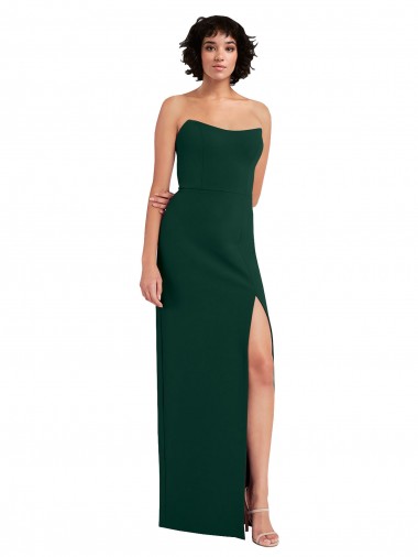 Wholesale Low Back Midnight Green Sheath Strapless Long Prom Dress Canada