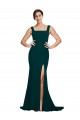 Wholesale Midnight Green Sheath Square Neck Sweep Train Prom Dress Canada