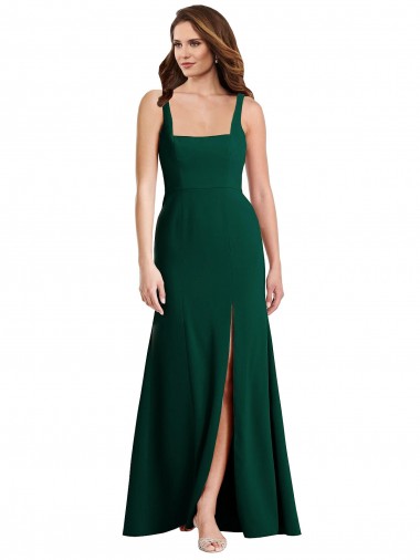 Wholesale Midnight Green Trumpet Square Neck Long Prom Dress Canada