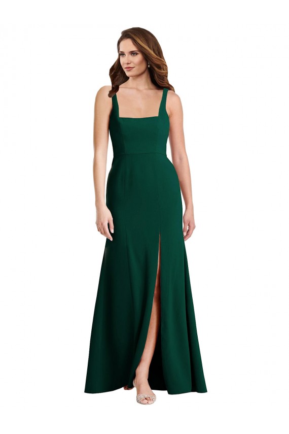 Wholesale Midnight Green Trumpet Square Neck Long Prom Dress Canada
