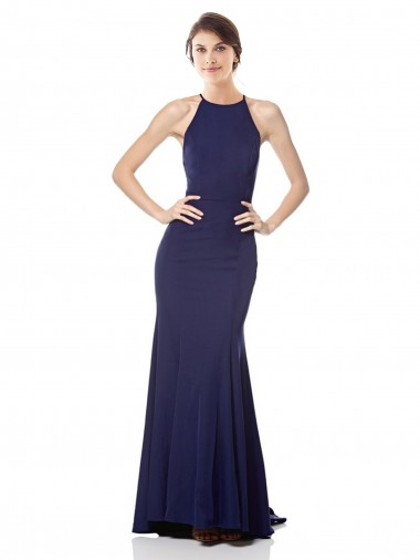 Wholesale Navy Blue Mermaid High Neck Long Prom Dress Canada