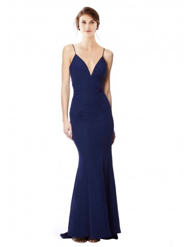 Wholesale Open Back Navy Blue Mermaid High Neck Long Prom Dress Canada